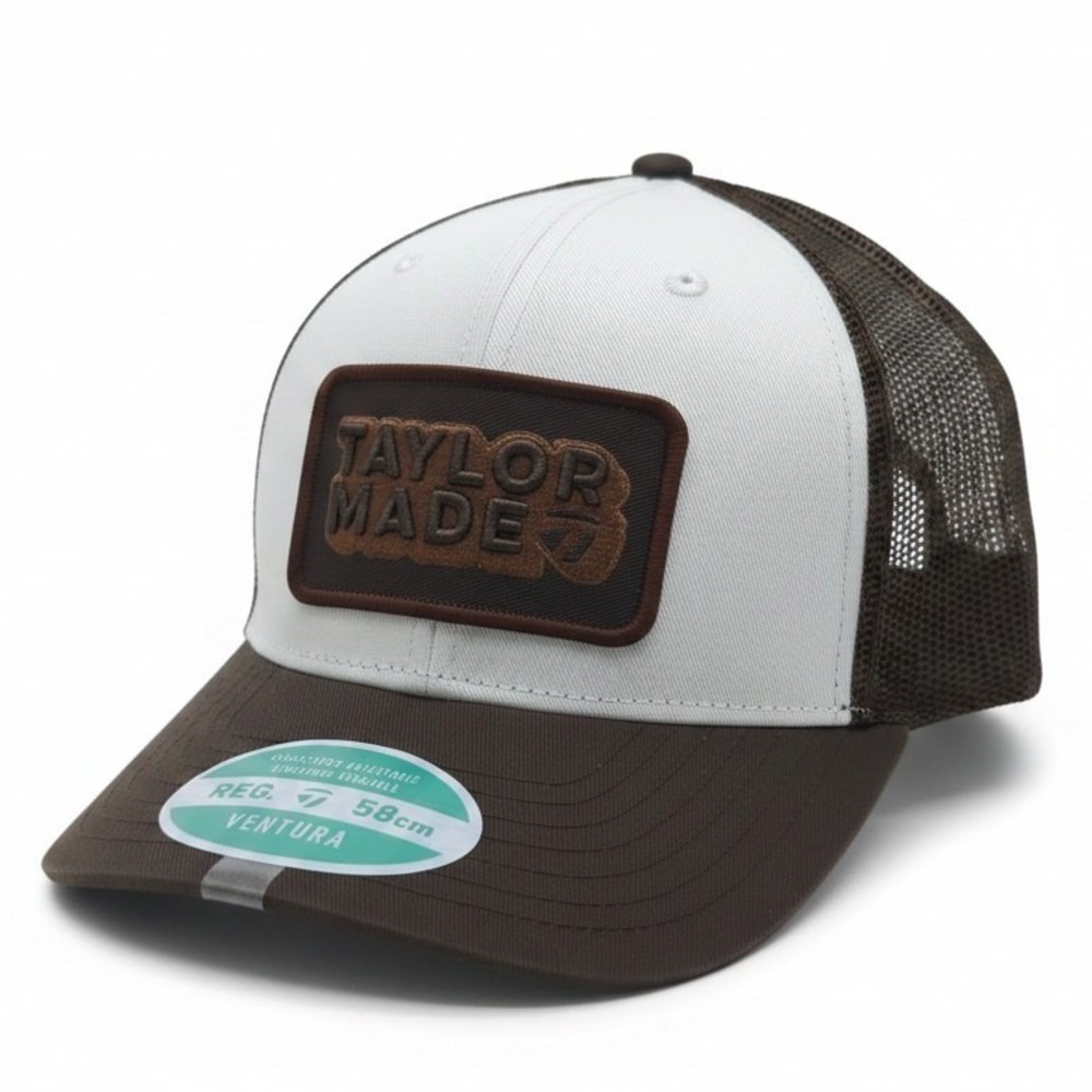 TaylorMade Ventura Trucker Hat‎ Brown White Mesh Snapback Golf Cap N3825418 NEW